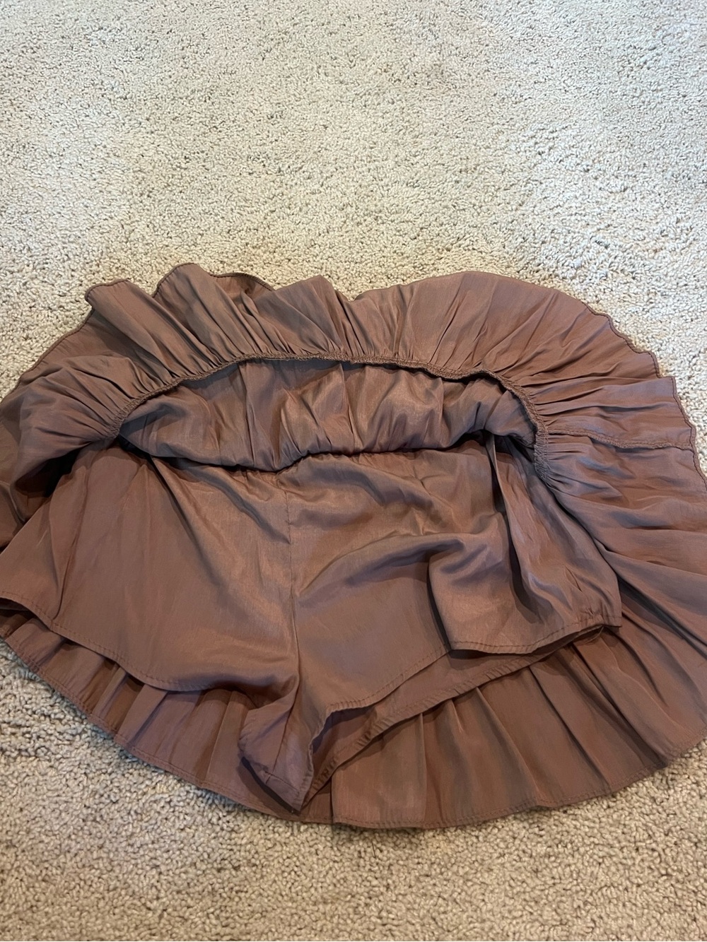 Mustard Seed Brown Tiered Ruffle Mini Skirt with Built in Shorts- Size small - Picture 4 of 4